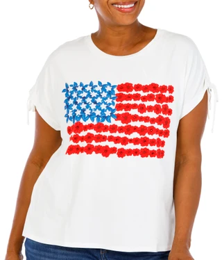 Thumbnail 1: Kiss & Fly Plus Short Sleeve American Flag Top 