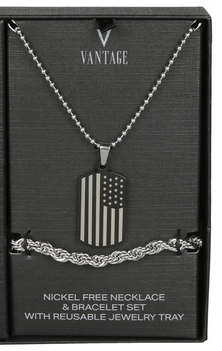 Thumbnail 2: Vantage Men's 2 Pc Necklace & Bracelet Set 