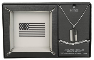 Thumbnail 1: Vantage Men's 2 Pc Necklace & Bracelet Set 