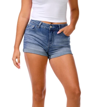 Thumbnail 2: Soho Juniors High Rise Cuffed Denim Shorts 