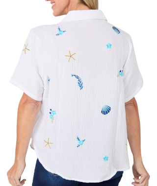 Thumbnail 2: Philosophy Women's Short Sleeve Cotton Button Down Top 