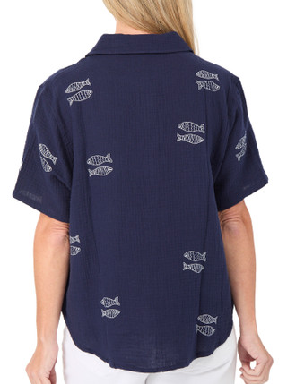 Thumbnail 3: Philosophy Women's Short Sleeve Cotton Button Down Top 
