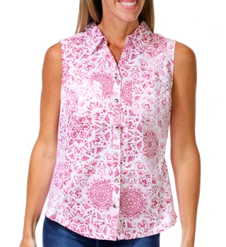Thumbnail 1: Coral Bay Women's Sleeveless Button Down Top 