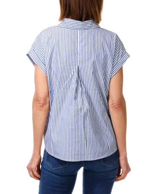 Thumbnail 3: HYFVE Women's Short Sleeve Striped Button Down Top 