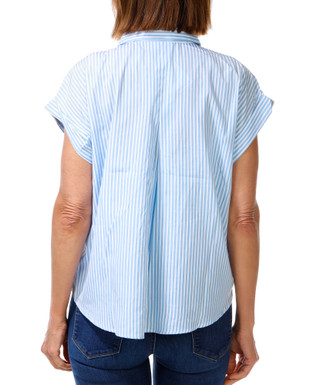Thumbnail 2: HYFVE Women's Short Sleeve Striped Button Down Top 