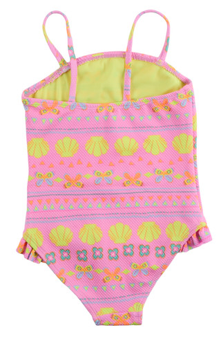 Thumbnail 2: Breaking Waves Little Girl's Shell Print One-Piece Swimsuit 
