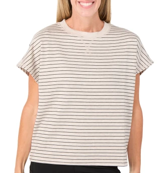 Thumbnail 1: Danskin Women's Crew Neck Striped Athleisure Top 