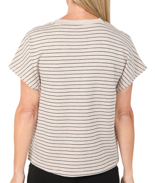 Thumbnail 2: Danskin Women's Crew Neck Striped Athleisure Top 