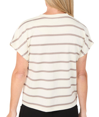 Thumbnail 2: Danskin Women's Crew Neck Striped Athleisure Top 