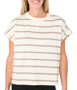 Thumbnail 1: Danskin Women's Crew Neck Striped Athleisure Top 