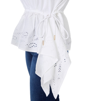 Thumbnail 2: Nautica Women's Short Sleeve Eyelet Tied Waist Top 