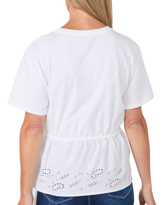 Thumbnail 3: Nautica Women's Short Sleeve Eyelet Tied Waist Top 