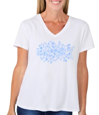 Thumbnail 1: REEL LEGENDS Women's Short Sleeve V Neck Graphic Tee 