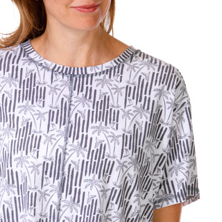 Thumbnail 2: Brisas Women's Short Sleeve Boxy Contrast Stitch Print Tee 