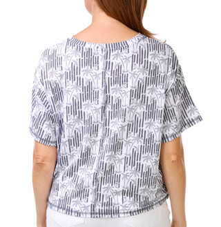 Thumbnail 3: Brisas Women's Short Sleeve Boxy Contrast Stitch Print Tee 