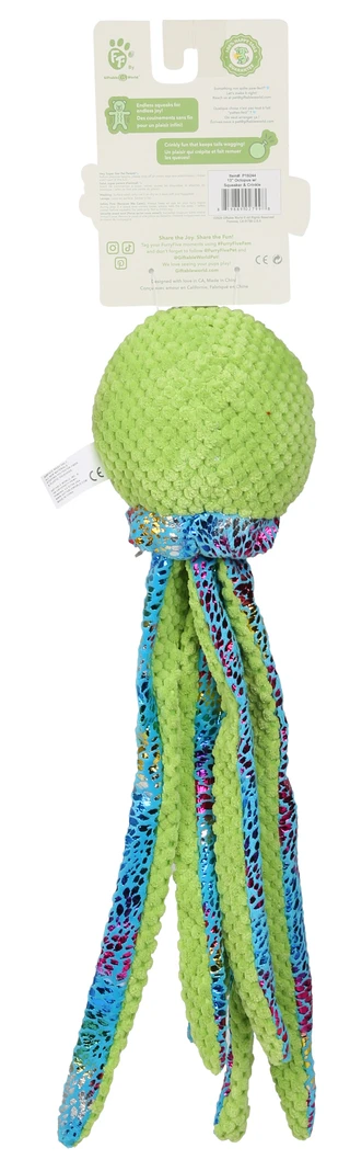 Thumbnail 2: Furry Five 18 in Crinkle Octopus Pet Toy 