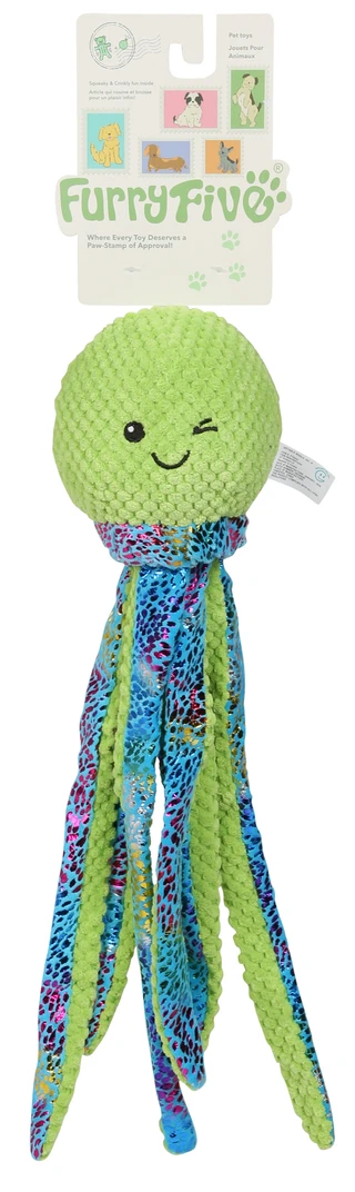Thumbnail 1: Furry Five 18 in Crinkle Octopus Pet Toy 