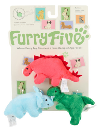 Thumbnail 1: Furry Five 3 Pk Dinosaur Pet Toys 