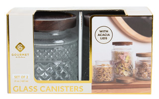 Thumbnail 1: GOURMET KITCHEN 2 Pk Glass Canisters 