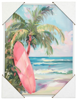 Thumbnail 1: Masterpiece Studios 19x25 Pink Surfboard Wall Art 