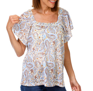 Thumbnail 1: Hearts of Palm Women's Short Sleeve Square Neck Top 