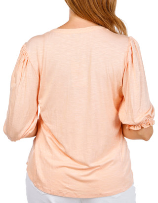 Thumbnail 3: Democracy Womens Elbow Lantern Sleeve Mixed Media Top 