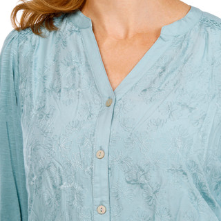Thumbnail 2: Democracy Womens Elbow Lantern Sleeve Mixed Media Top 
