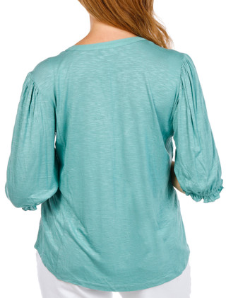 Thumbnail 3: Democracy Womens Elbow Lantern Sleeve Mixed Media Top 