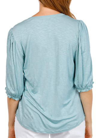Thumbnail 3: Democracy Womens Elbow Lantern Sleeve Mixed Media Top 