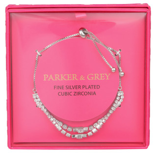 Thumbnail 1: Parker & Grey Fine Silver Plated Cubic Zirconia Slider Bracelet 