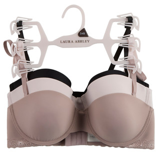 Thumbnail 1: Laura Ashley 3 Pk Lace Trim Convertible Bras 