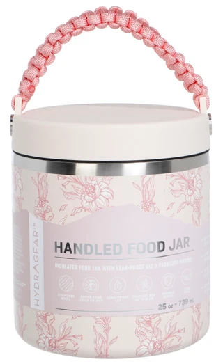 Thumbnail 1: Hydragear 25oz Pink Botanical Handled Food Jar 