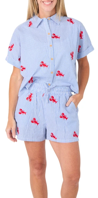 Thumbnail 1: Philosophy Women's 2 Piece Embroidered Cotton Shorts Set 