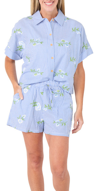 Thumbnail 1: Philosophy Women's 2 Piece Embroidered Cotton Shorts Set 