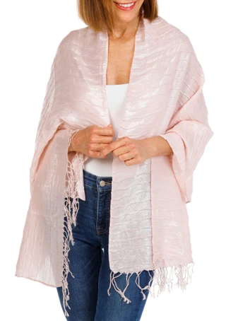 Thumbnail 1: Jessica McClintock Metallic Wave Pleated Shawl 