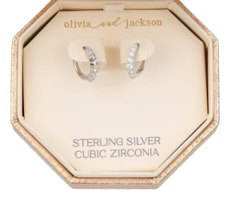Thumbnail 2: OLIVIA & JACKSON Sterling Silver Cubic Zirconia Huggies 