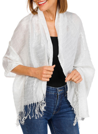 Thumbnail 1: Jessica McClintock Metallic Wave Pleated Shawl 
