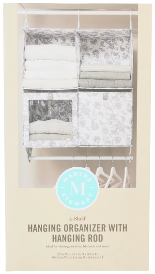 Thumbnail 1: Martha Stewart 4 Shelf Hanging Organizer w/ Hanging Rod 