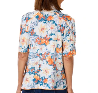 Thumbnail 3: Democracy Women's Short Sleeve Floral Button Down Top 