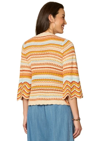 Thumbnail 2: Democracy Womens 3Q Bell Sleeve Crochet Sweater 