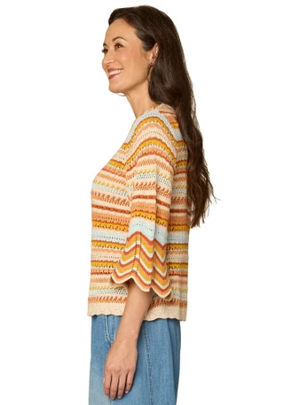 Thumbnail 4: Democracy Womens 3Q Bell Sleeve Crochet Sweater 
