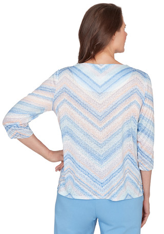 Thumbnail 2: Alfred Dunner Womens 3Q Sleeve Chevron Print Top 