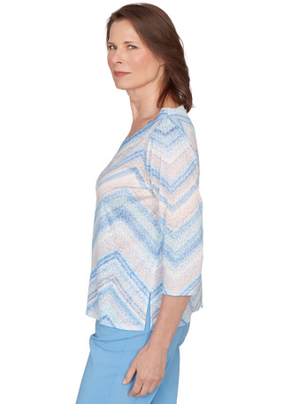 Thumbnail 3: Alfred Dunner Womens 3Q Sleeve Chevron Print Top 
