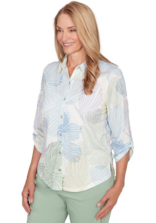 Thumbnail 2: Alfred Dunner Womens 3Q Sleeve Abstract Print Top 