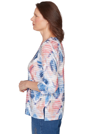 Thumbnail 2: Alfred Dunner Womens 3Q Sleeve Aztec Diamond Top 
