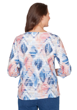 Thumbnail 3: Alfred Dunner Womens 3Q Sleeve Aztec Diamond Top 