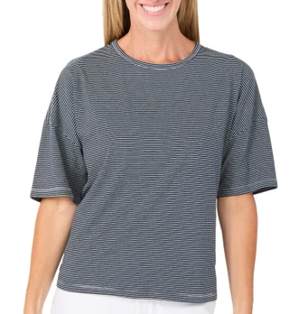 Thumbnail 1: Cyrus Women's Short Sleeve Striped Crew Neck Top 