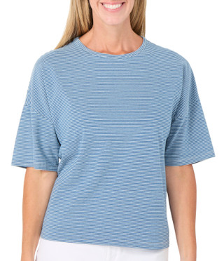 Thumbnail 1: Cyrus Women's Short Sleeve Striped Crew Neck Top 