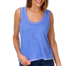 Thumbnail 1: Blue Sol Petite Solid Scoop Neck Luxey Tank 