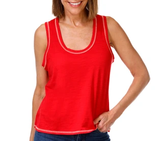 Thumbnail 1: Blue Sol Petite Solid Scoop Neck Luxey Tank 